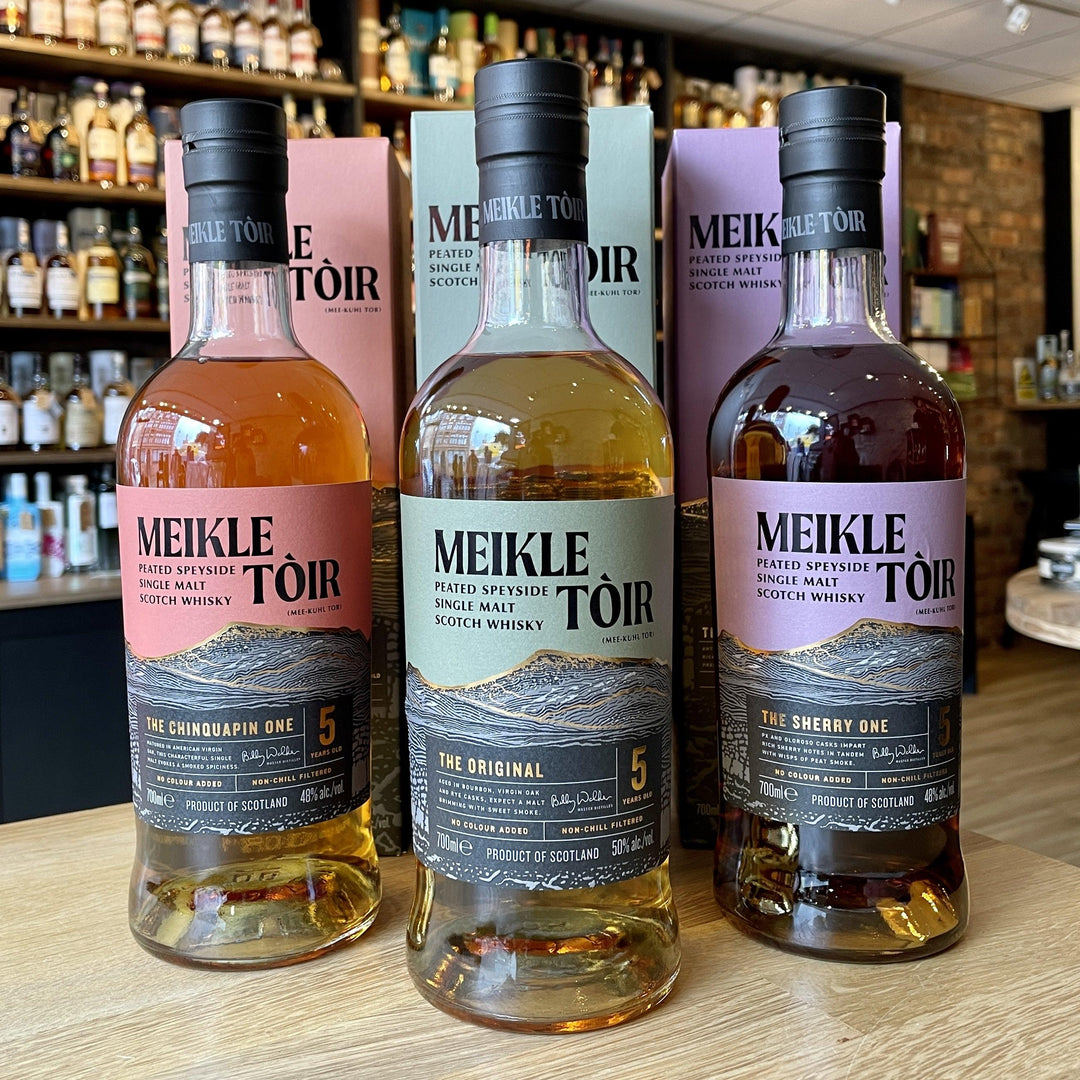 MEIKLE TOIR 5 Year Old TRIO (3x70cl) Peated Speyside Single Malt Scotch Whisky 70cl 48% - highlandwhiskyshop