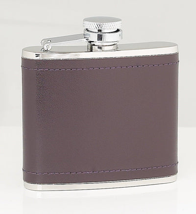 Captive Burgundy Leather Stainless Steel Flask (4oz)