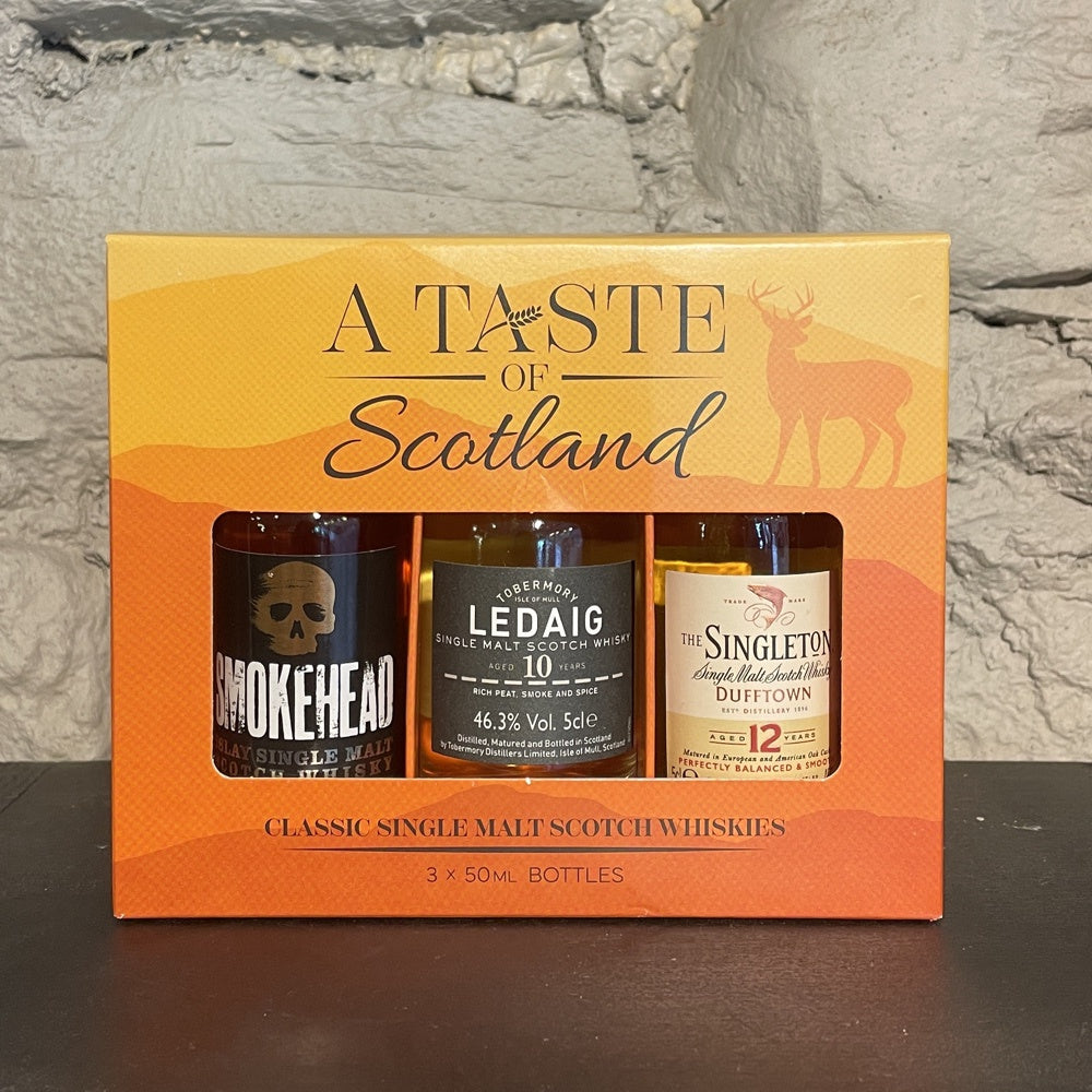 A TASTE OF SCOTLAND Classic Single Malt Scotch Whiskies 3 x 5cl MINIATURE GIFT PACK