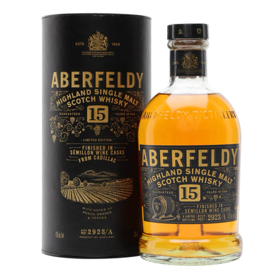 ABERFELDY 15 Year Old Cadillac Semillion White Wine Cask Highland Single Malt Scotch Whisky 70cl 43%