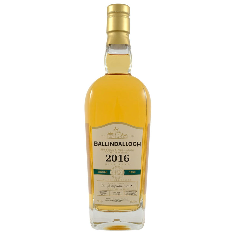 BALLINDALLOCH 2016 Vintage Bourbon Hogshead Single Cask Speyside Single Malt Scotch Whisky 70cl 62.4%