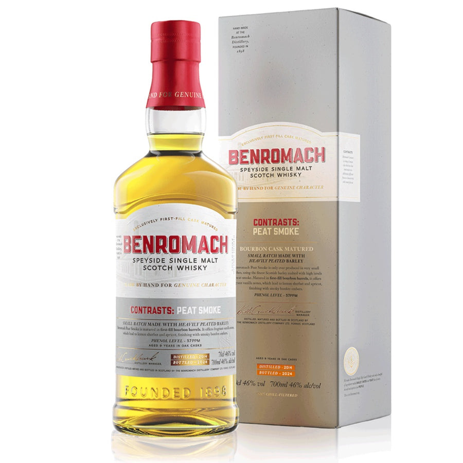 BENROMACH Contrasts: Peat Smoke Bourbon Matured 2014 (57ppm) Speyside Single Malt Scotch Whisky 70cl 46%