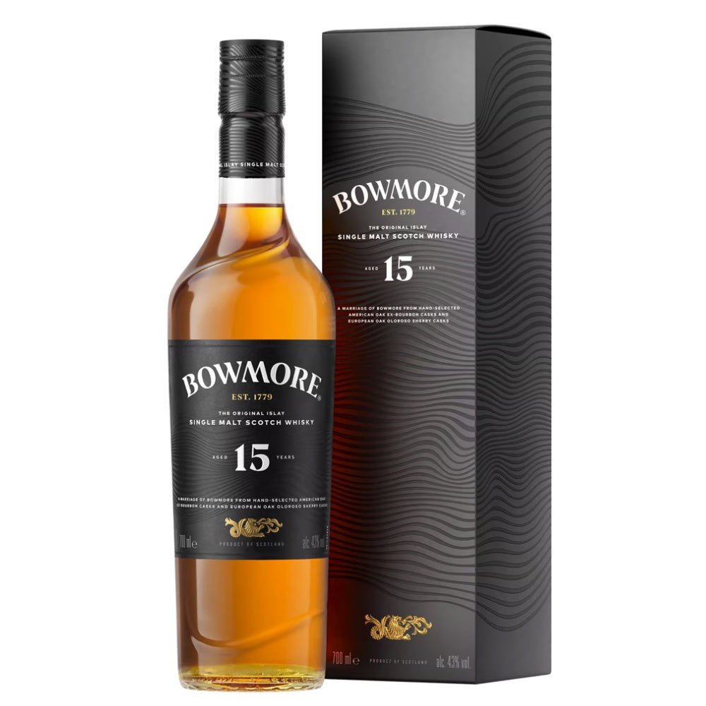 BOWMORE 15 Year Old Islay Single Malt Scotch Whisky 70cl 43% - NEW BOTTLE