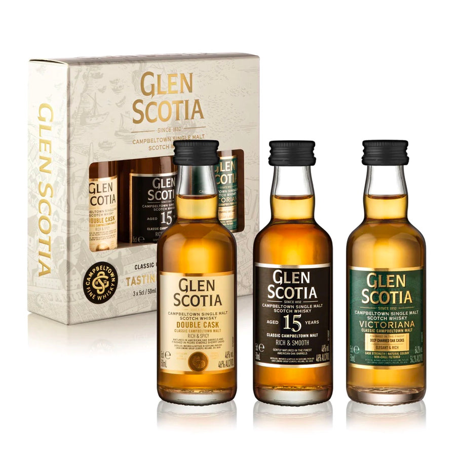 GLEN SCOTIA Campbeltown Single Malt Scotch Whisky 3 x 5cl MINIATURE GIFT PACK