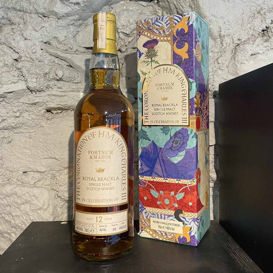 ROYAL BRACKLA 12 Year Old King Charles III Coronation Highland Single Malt Scotch Whisky 70cl 46%