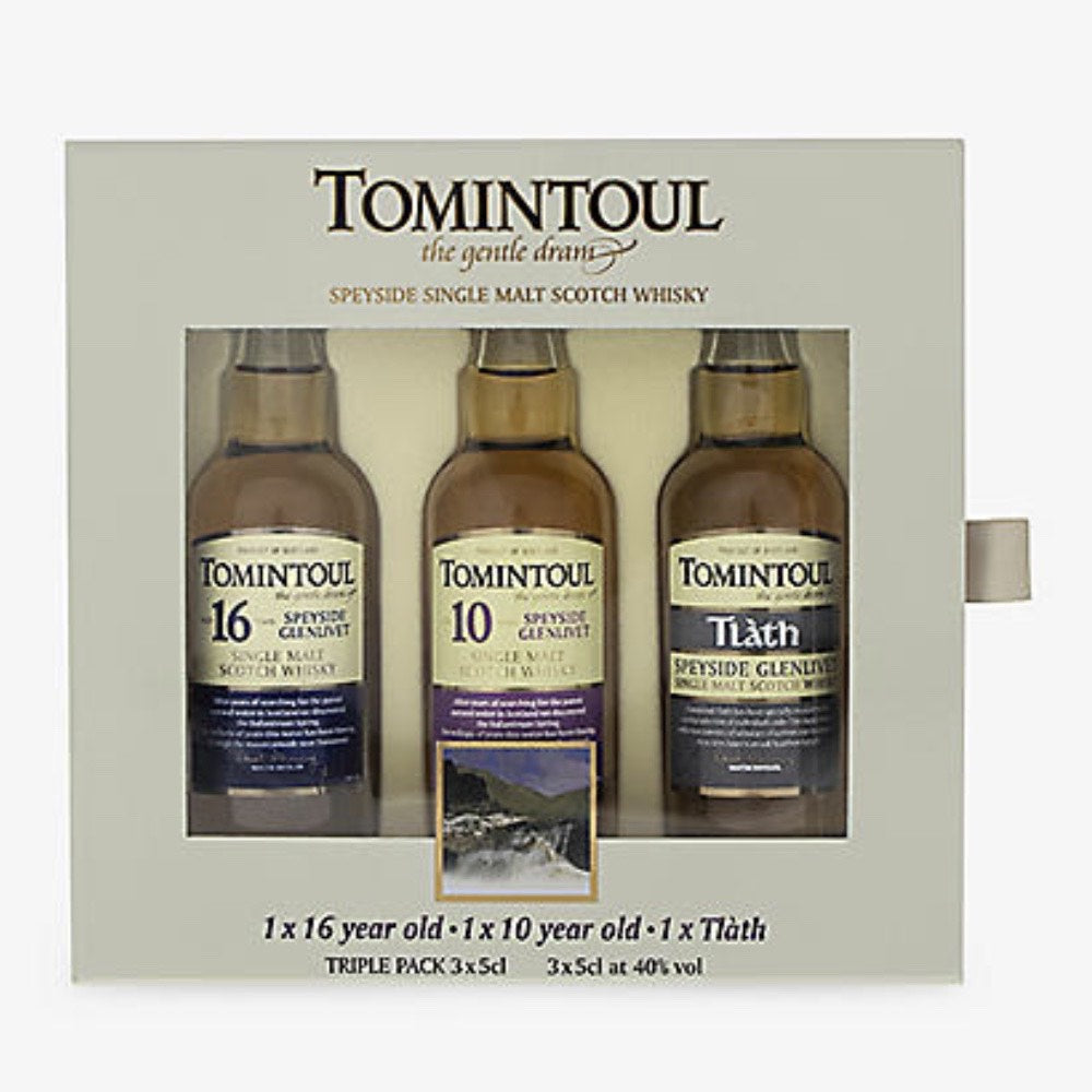TOMINTOUL Speyside Single Malt Scotch Whisky 3 x 5cl MINIATURE GIFT PACK