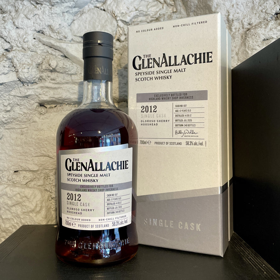 GLENALLACHIE 2012 Oloroso Sherry Hogshead Single Cask #687 Highland Whisky Shop Exclusive Speyside Single Malt Scotch Whisky 70cl 58.3%