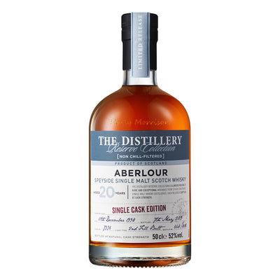 ABERLOUR 20 Year Old Single Cask Edition 2nd Fill Butt Speyside Single Malt Scotch Whisky The Distillery Reserve Collection Single Cask Edition