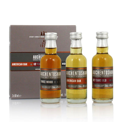 AUCHENTOSHAN Lowland Single Malt Scotch Whisky 3 x 5cl MINIATURE GIFT PACK