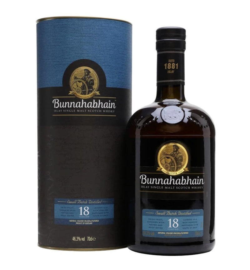 BUNNAHABHAIN 18 Year Old Islay Single Malt Scotch Whisky 70cl 46.3% - highlandwhiskyshop