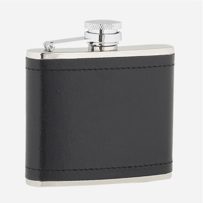 Captive Black Leather Stainless Steel Flask (4oz)