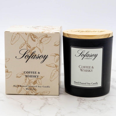 SOFASOY CANDLES Coffee & Whisky in Large Black Jar With Lid
