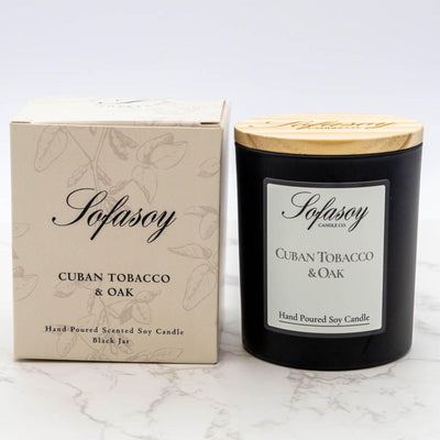 SOFASOY CANDLES Cuban Tobacco & Oak in Large Black Jar With Lid