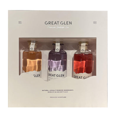 GREAT GLEN Premium Scottish Gin 3 x 10cl MINIATURE GIFT PACK