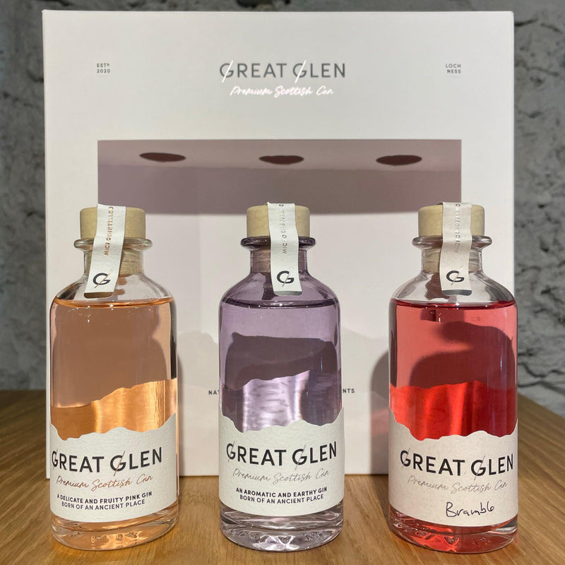 GREAT GLEN Premium Scottish Gin 3 x 10cl MINIATURE GIFT PACK