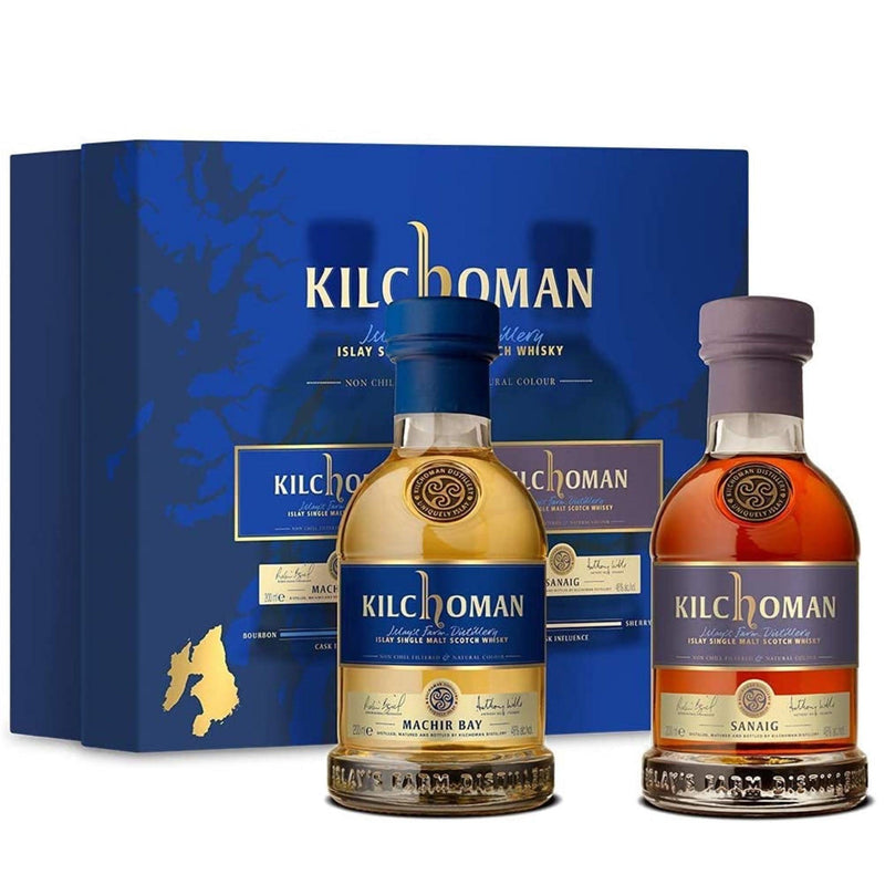 KILCHOMAN Sanaig Machir Bay Islay Single Malt Scotch Whisky 2 x 20cl GIFT PACK