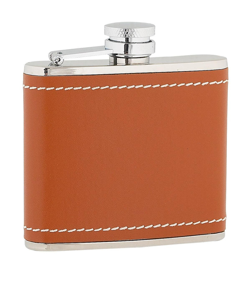 Captive Tan Leather Stainless Steel Flask (4oz)