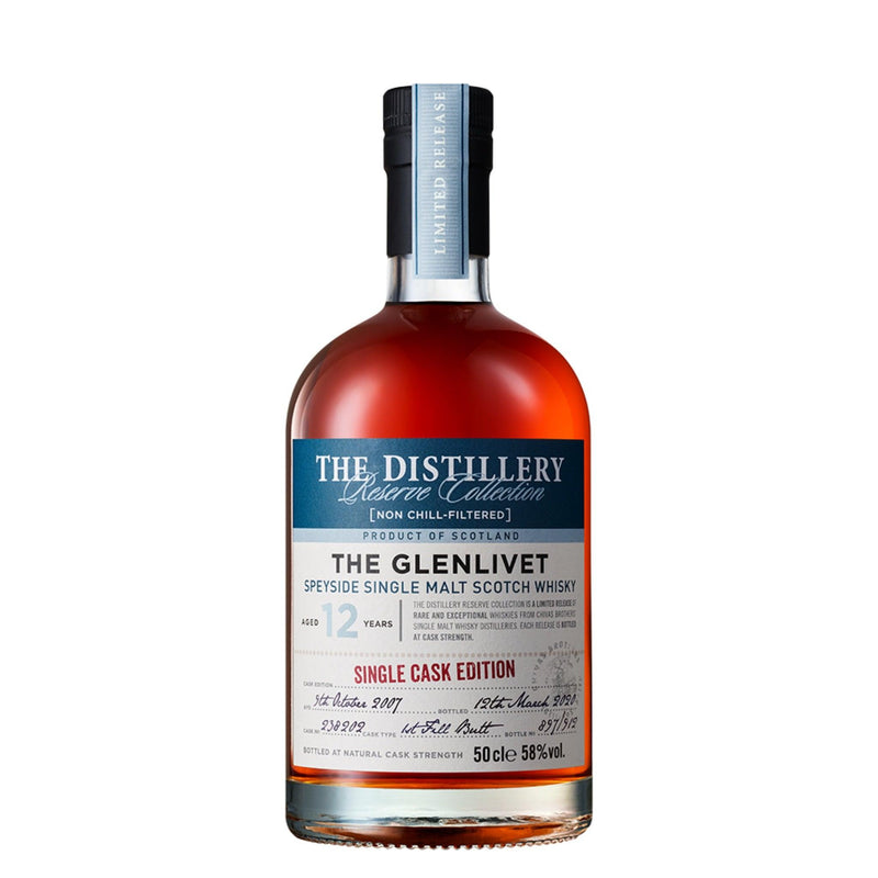 THE GLENLIVET 12 Year Old Single Cask Edition Speyside Single Malt Scotch Whisky 50cl 58%