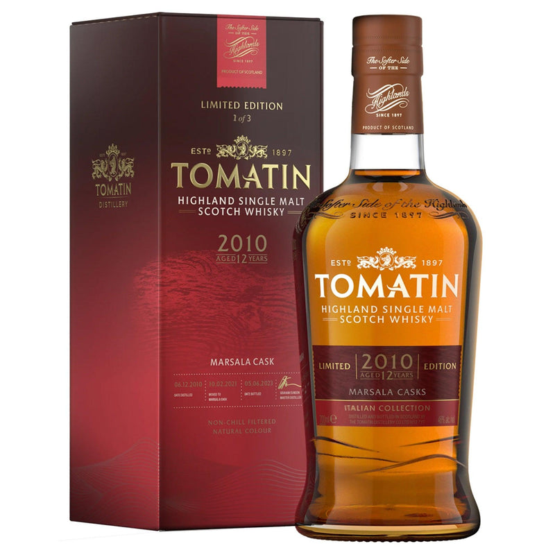 TOMATIN Italian Collection Marsala Cask Edition 12 Year Old Highland Single Malt Scotch Whisky 70cl 46% - highlandwhiskyshop