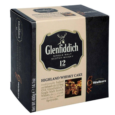 WALKERS Glenfiddich 12 Year Old Highland Whisky Cake 400g Carton Box