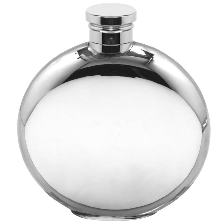 English Pewter 4oz Plain Round Flask Pewter - highlandwhiskyshop