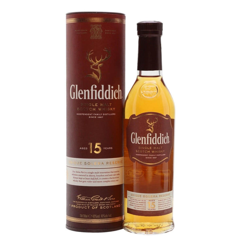 GLENFIDDICH 15 Year Old Solera Reserve Speyside Single Malt Scotch Whisky 20cl 40%
