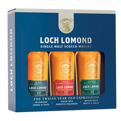 LOCH LOMOND 12 Year Old Highland Single Malt Scotch Whisky 3 x 20cl 46% GIFT PACK